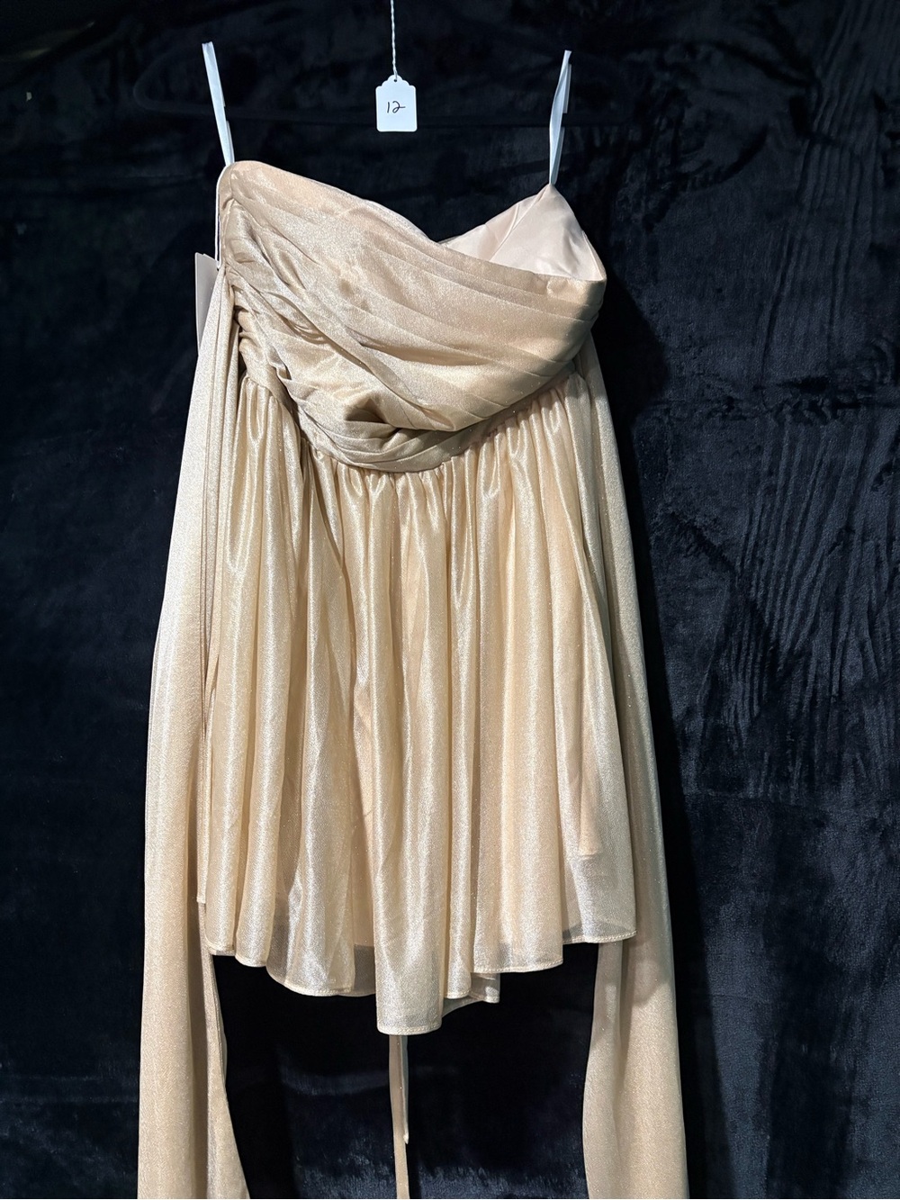 Gold shimmery strapless dress